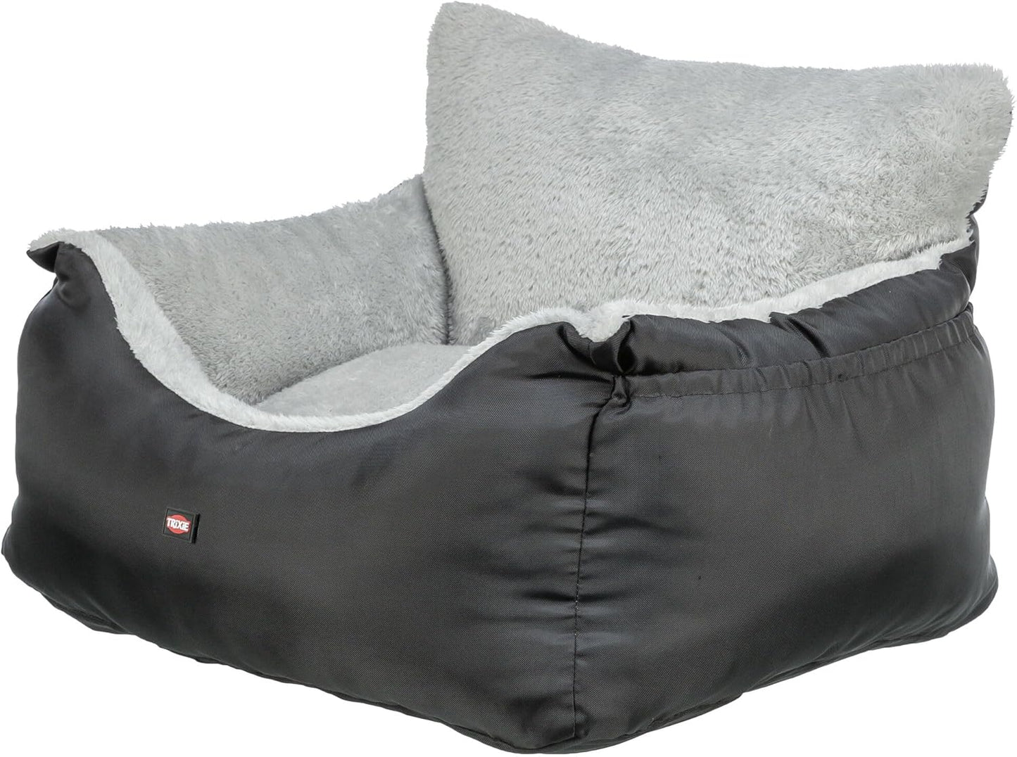 Trixie Convertible Lite Dog Car Seat 19.7 x 14.6 x 15.7 in – Cozy Booster with Safety Tether, Seat-Belt Straps & Side Pockets – Raised Travel Bed with Washable Cushion