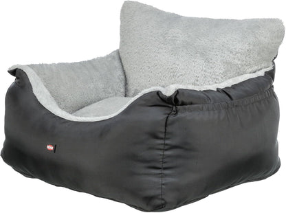 Trixie Convertible Lite Dog Car Seat 19.7 x 14.6 x 15.7 in – Cozy Booster with Safety Tether, Seat-Belt Straps & Side Pockets – Raised Travel Bed with Washable Cushion