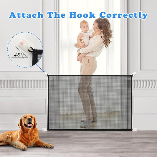 Cupount Baby Gate for Stairs - Dog Gate Indoor Mesh Pet Gates for Doorways (Black, 30" H x 41" W)