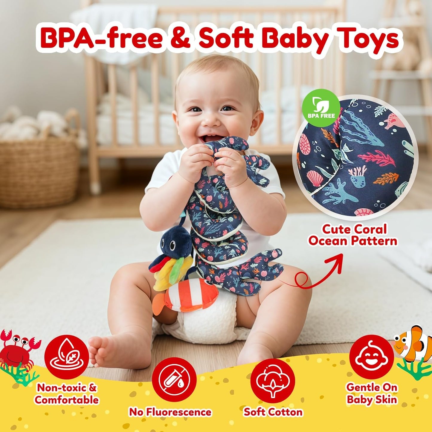 TSYAN Car Seat Toys for Babies 0-6 Months Boy,Baby Spiral Hanging Plush Activity Toys Thank You Gifts for Newborn 0 3 6 9 12 Months Baby Boys Girls