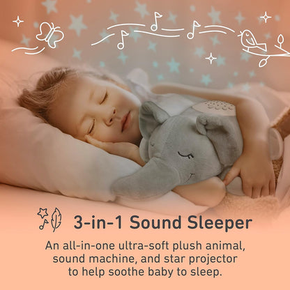 PureBaby Sound Sleepers Portable Sound Machine & Star Projector - Plush Sleep Aid for Baby and Toddlers with Soothing Night Light Display, 10 Lullabies, White Noise, and Heartbeat Sounds (Polar Bear)