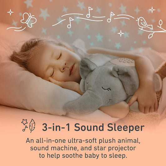 PureBaby Sound Sleepers Portable Sound Machine & Star Projector - Plush Sleep Aid for Baby and Toddlers with Soothing Night Light Display, 10 Lullabies, White Noise, and Heartbeat Sounds (Polar Bear)