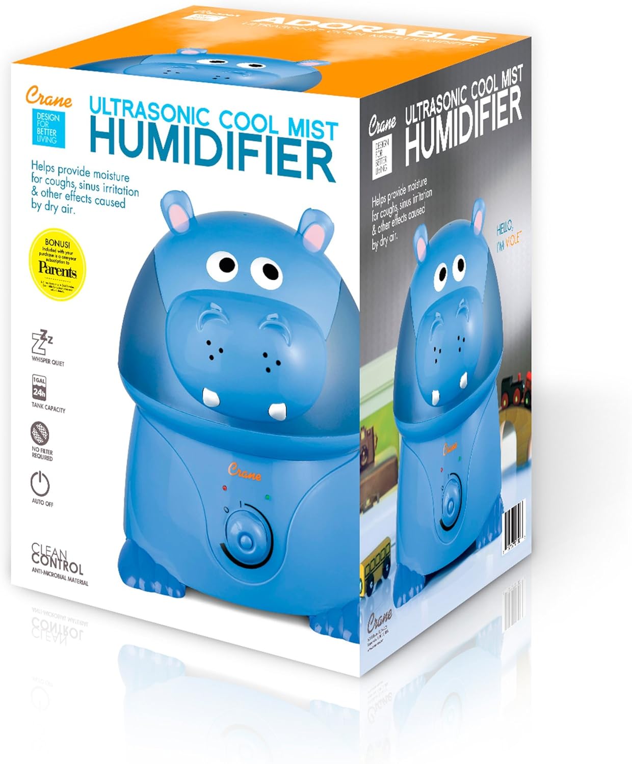 Crane Cute Animal Humidifier for Kids Bedroom and Nursery, Ultrasonic Cool Mist, 1 Gallon, Auto Shut Off, Cool Mist Humidifier