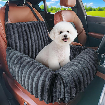 MIXJOY 6-in-1 Dog Car Seat for Small/Medium Dogs up to 25 lbs, Multi-Functional Dog Carrier for Car with Detachable Washable Cover, Pet Travel Bed with Clip-On Safety Leash, Beige
