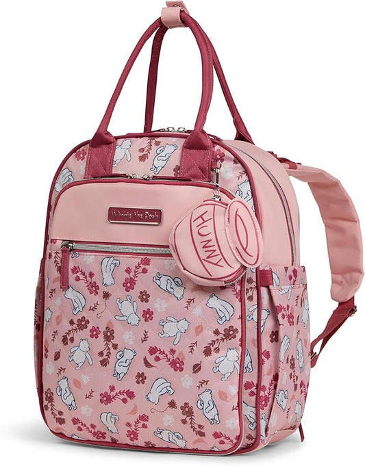 Disney Diaper Bag Backpack with Changing Pad Winnie the Pooh – 16” Nylon Baby Bag for Parents, Insulated Bottle Holders, Multiple Storage Pockets