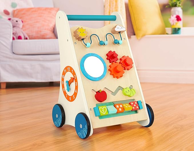 B. toys – Little Learning Steps – Wooden Activity Walker – 7 Educational Activities – Learning & Walking Toy for Toddlers – Stand, Push, Walk – 1 Year +