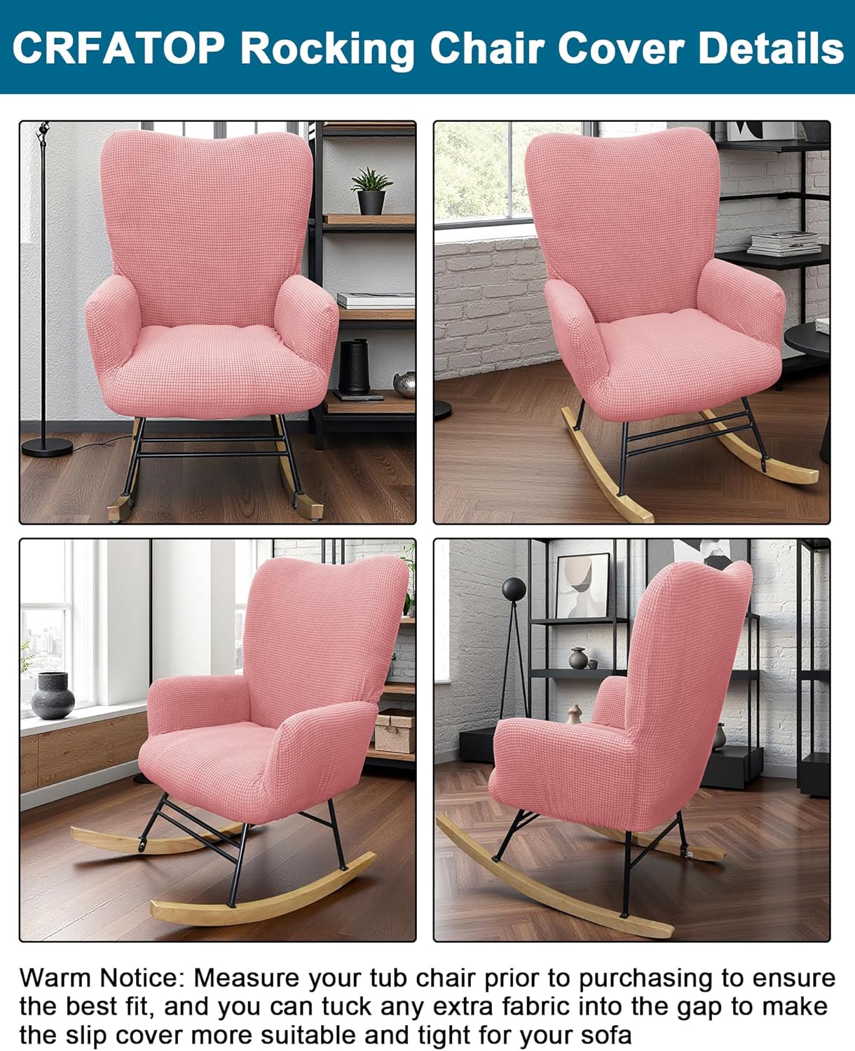 CRFATOP Jacquard 1 PC Nursery Rocking Chair Recliner Covers Upholstered Glider Rocker Banquet Armchair Slipcover Stretch Accent Chairs Furniture Protector for Living Room Bedroom Offices,Green