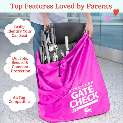 J.L. Childress Gate Check Bag for Single & Some Double Strollers - Travel Bag for Airplane, Fits Most Standard Baby Strollers, Airport Accessories for Gate Check, Flying Essentials - Red