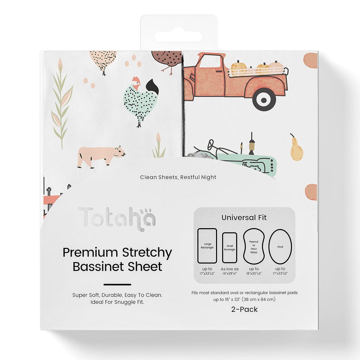 TotAha Premium Stretchy Bassinet Sheets for Baby Girl, Silky Comfort Cradle Sheets Fitted 18 x 36 for Oval, Rectangular, Hourglass Mattress, Hypoallergenic, Buttery Soft 2-Pack (Floral & Pale Pink)
