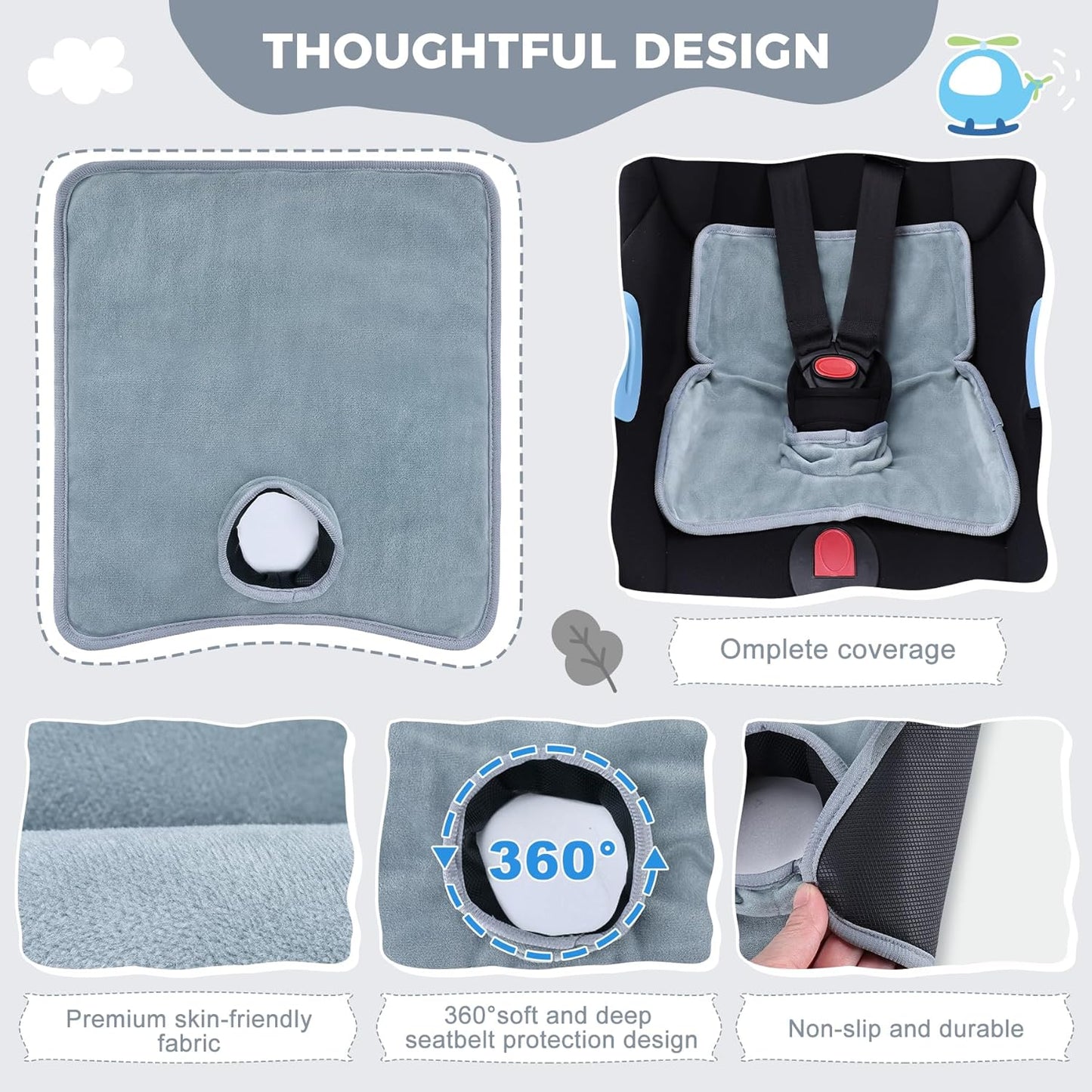 Car Seat Protector for Potty Training, 2 Pack Waterproof CarSeat Liner Toilet Training for Baby Infant Toddler, Dry Seat Piddle Pads Cover for Strollers (Gray)