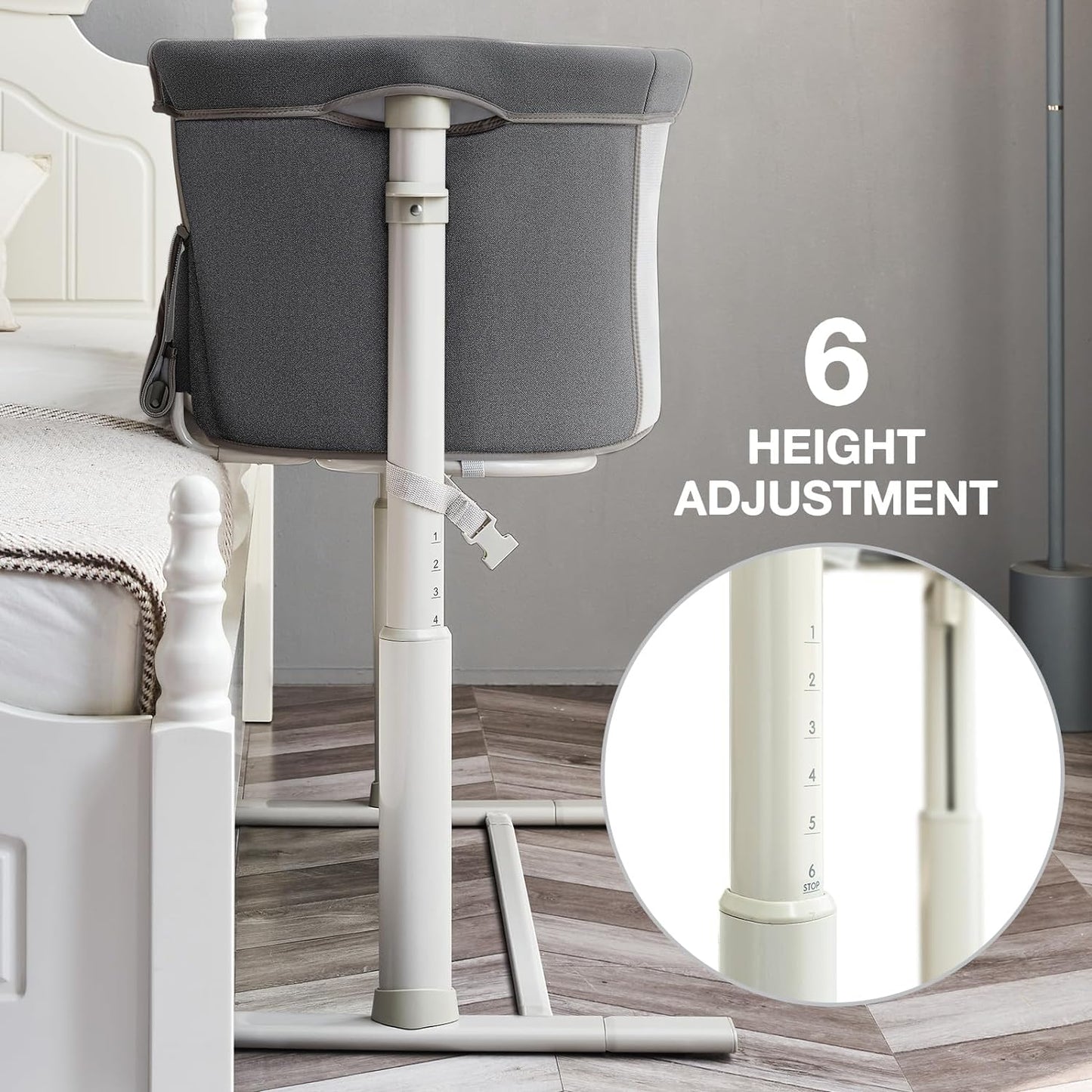 RONBEI Baby Bassinet Bedside Sleeper, Easy to Assemble Bassinets for Baby/Infants, Height Adjustable Bedside Bassinet for Newborn Baby