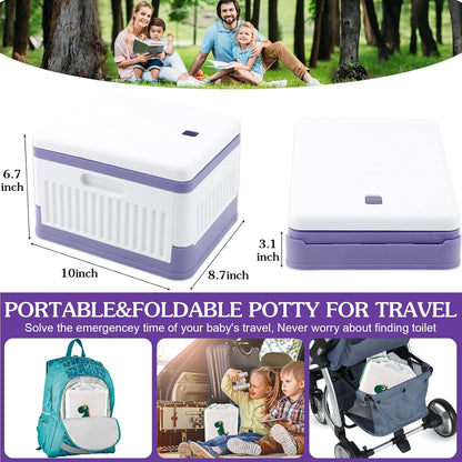 Fabulas Portable Potty for Toddler Travel, Foldable Travel Potty Training Toilet Seat for Kids Boys Girls, Emergency Mobile Toilet In Car for Camping Outdoor Indoor, with 30 Disposable Bags, Blue
