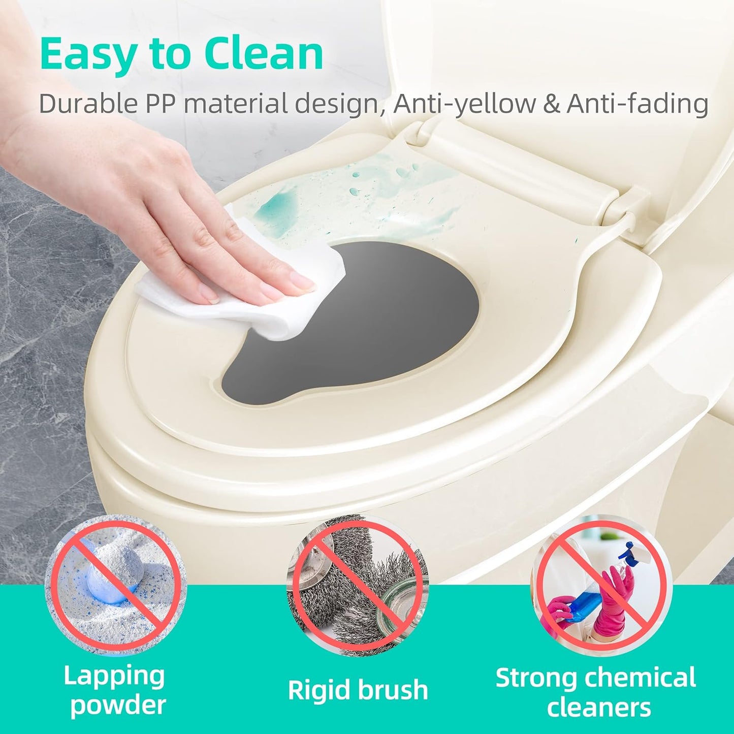 Elongated Toilet Seat with Built-in Potty Training Seat for Toddlers& Adults, Slow Close, Never Loosen, Heavy Duty, Ergonomic, Space Saving Toddler Toilet Seat(Elongated 18.5", Oval)