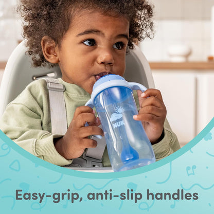 NUK Learner Straw Cup, 10oz, 2-Pack - Toddler Sippy Cup with Soft Straw for Easy Drinking, Suitable for Ages 8 Months and Up, Timeless Collection