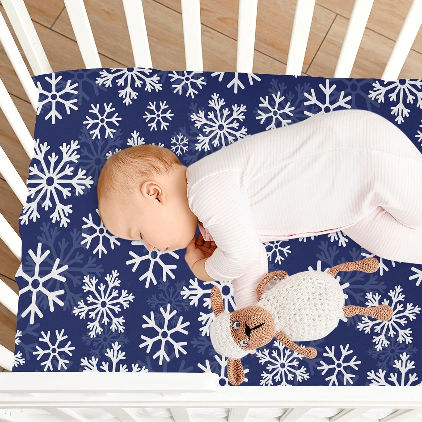 Fitted Crib Sheets White Bears with Clouds Stretchy Portable Playard Sheets for Baby Toddler, Breathable Soft Mini Crib Mattress 39 x 27 in for Boys and Girls