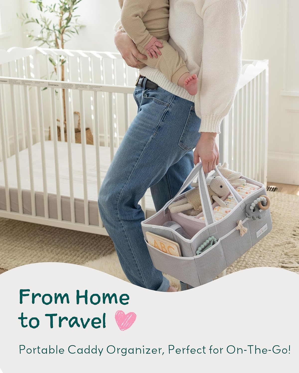 Lily Miles Baby Diaper Caddy Organizer - Large Tote Bag for Newborn essentials Boy or Girl - Baby Shower Basket - Nursery Must Haves - Registry Favorites - Newborn Caddie Car Organizer