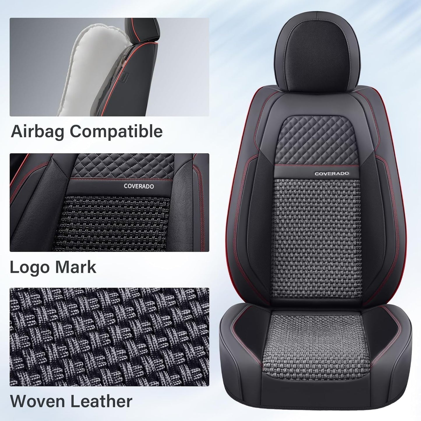 Coverado Leather Seat Covers for Car, Waterproof Car Seat Covers Full Set, 2 in 1 Conversions Car Seat Cover Protector Car Accessories Universal Fit for Most Cars SUVs and Trucks Beige