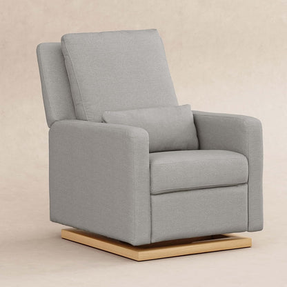 Babyletto Sigi Electronic Power Recliner & Swivel Glider with USB Port in Performance Beach Eco-Weave with Light Wood Base, Water Repellent & Stain Resistant, Greenguard Gold and CertiPUR-US Certified