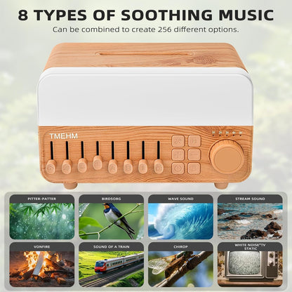 TMEHM 4-in-1 Sleep Sound Machine with White Noise & 8 Nature Sounds, Bluetooth Speaker, Night Light & Aroma Diffuser with Timer for Baby, Kids and Adults (Matte White)