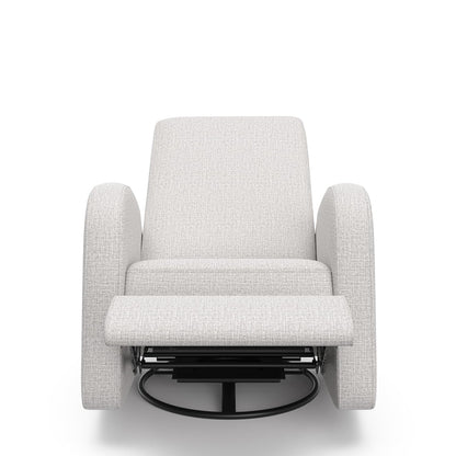 Storkcraft Santa Monica Power Recliner Swivel Glider (Dune Basketweave) – Effortless Electronic Power Recline, USB-A & USB-C Charger