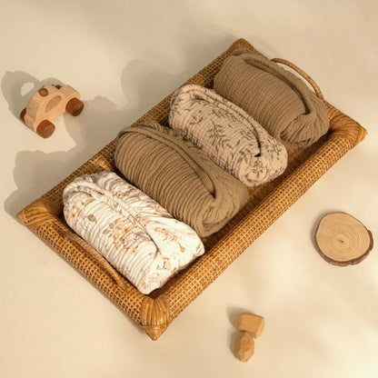 lulumoon Baby Bassinet Sheets Muslin: Cotton Bedside Bassinet Sheets Leaf for Boys - Fitted for Bedside Sleeper Mattress