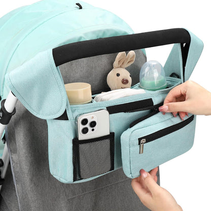Accmor Universal Stroller Organizer with Insulated Cup Holder Detachable Phone Bag and Shoulder Strap,Stroller Bag Caddy Organizer Fits for Uppababy, Baby Jogger, Britax Strollers