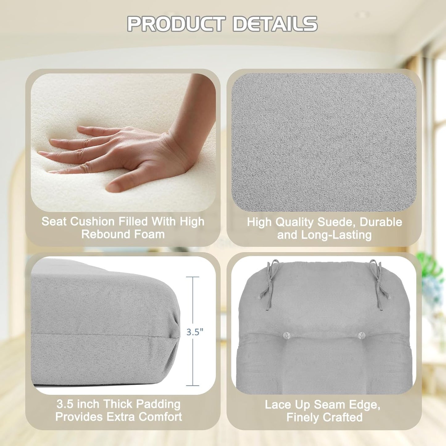 BECHAEO 5PCS Suede Glider Rocker Replacement Cushions with Ottoman Cover Thicken Soft Rocking Chair Cushion Set for Indoor Nursery Glider Rocking Chair, Blue