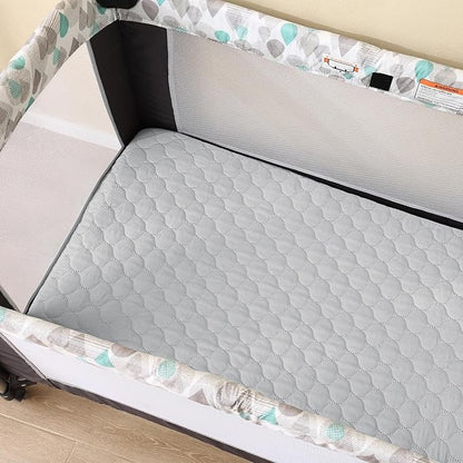 david's kids 2 Pack 38''x25'' Waterproof Mini Crib Mattress Protector, Fitted Pack N Play, Playard and Mini Crib Mattresses, Ultra Soft Breathable Pad Cover for Boys Girls Neutral, Grey & Sage Green