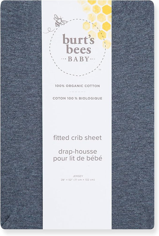 Burt's Bees Baby Essential Organic Cotton Fitted Crib Sheet, Breathable for Boy Girl Standard Crib & Toddler Mattresses
