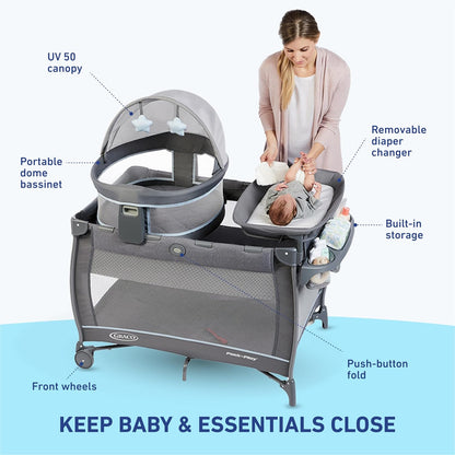Graco Pack 'n Play Close2Baby Bassinet Playard Features Portable Bassinet Diaper Changer and More, Derby