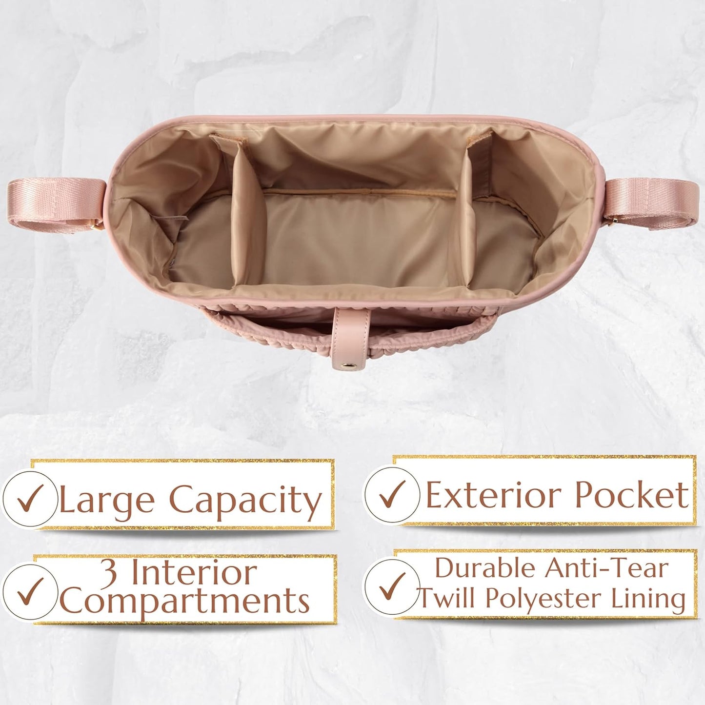 Universal Baby Stroller Organizer,Diaper Caddy Organizer with Adjustable Straps to Fits Nearly Any Strollers | Universal, Adjustable Straps
