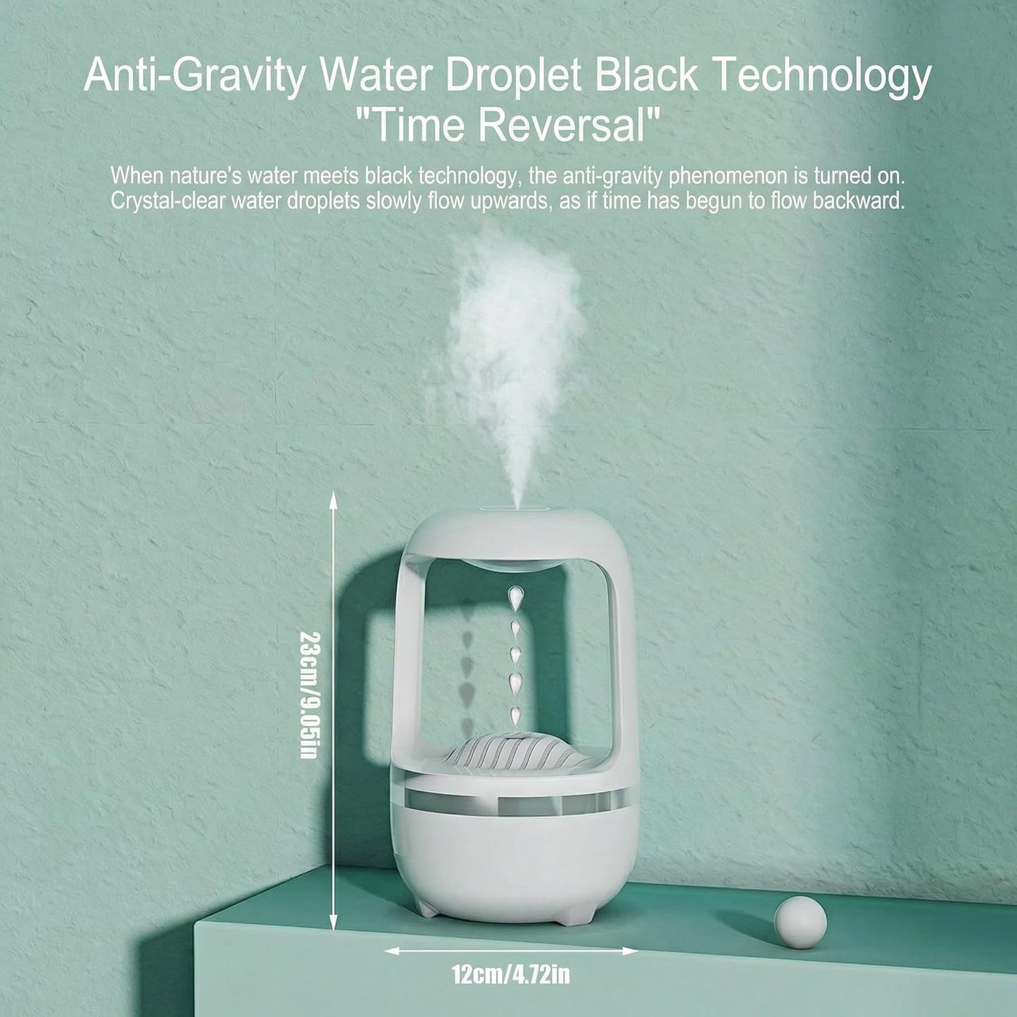 500ml Small Humidifier, USB Cool Mist Humidifier with Anti Gravity Water Flow Visual Effect, Auto Shut Off Quiet Ultrasonic Portable Mini Humidifier for Bedroom Baby Nursery Office Desk Travel Home