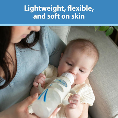 Dr. Brown's Narrow Baby Bottle Handles, 100% Silicone, Easy Grip Removable Handles for Bottle to Sippy Cup Transition, Blue, 4m+
