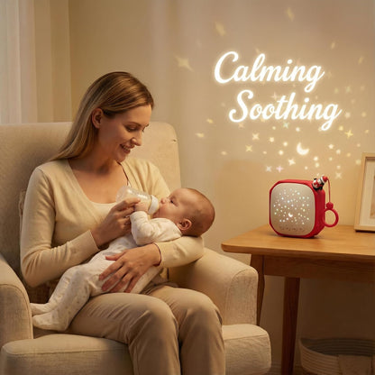 Portable White Noise Sound Machine with Star Projector | Sound Therapy Calm Music Machine Baby Sleep Soother with Hook for Home, Car Travel, Nursery, Infant, Kids Gifts (Lucky Cat)