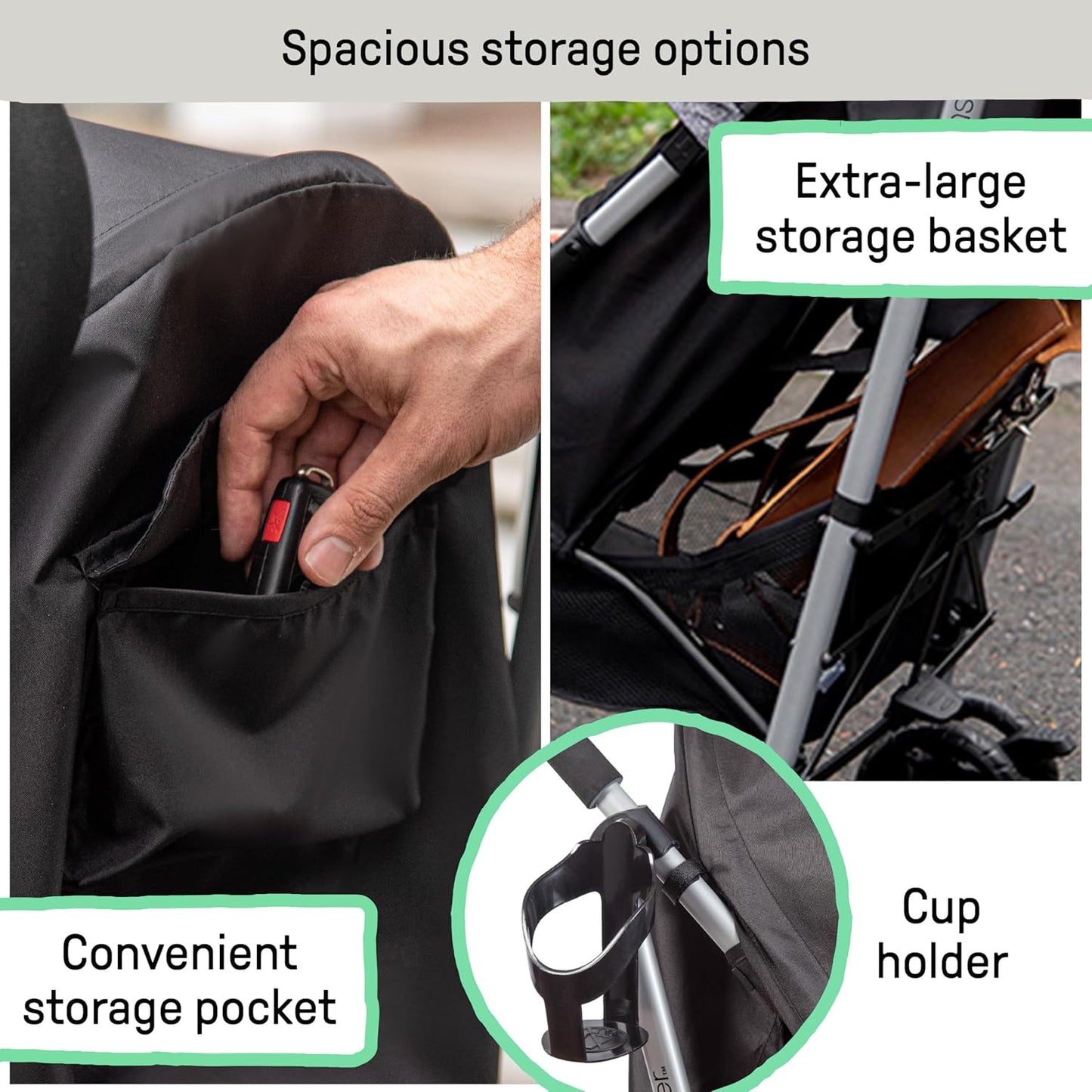 Summer Infant Ingenuity 3Dlite Convenience Stroller,Jet Black–Lightweight Stroller with Aluminum Frame,Large Seat Area, 4 Position Recline, Extra Large Storage Basket– Infant Stroller for Travel&More