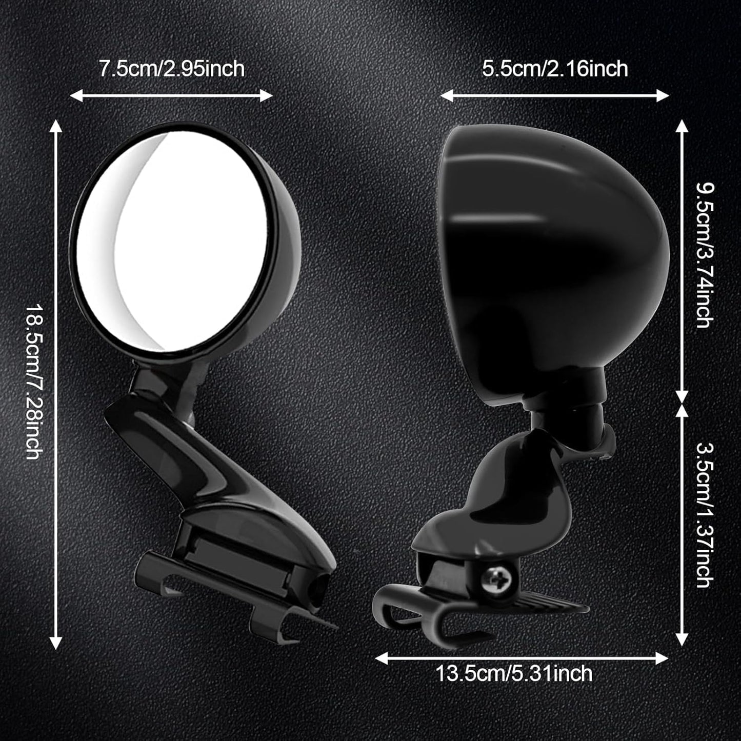 Blind Spot Mirror Adjustable 360 Degree Car Side Mirror, HD Glass Rear View Exterior Accessories Frame Thickness Less than 5MM for Car SUV (long-armed Right)