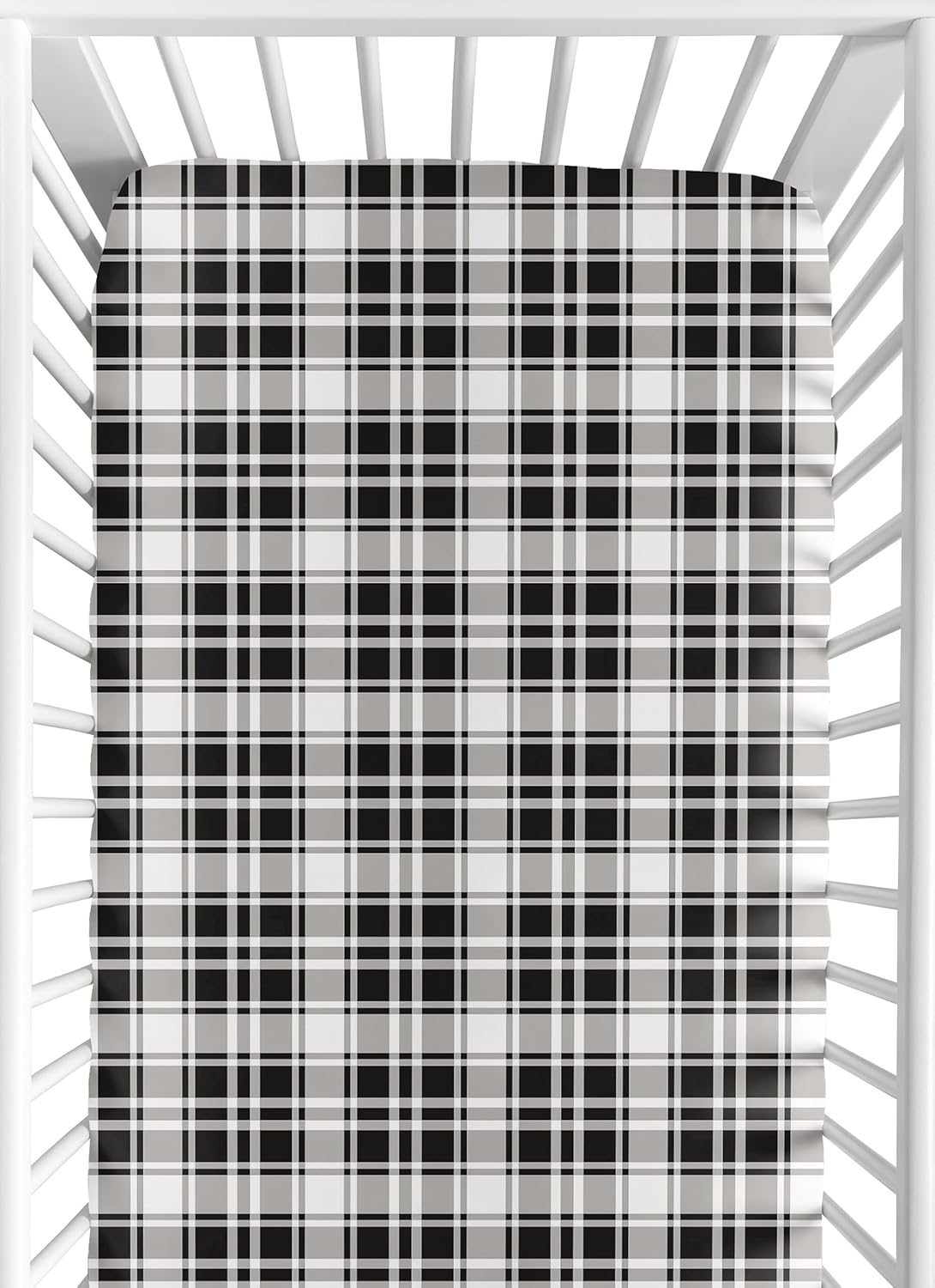 Sweet Jojo Designs 2-Piece Baby Bassinet Sheets Set (Black/White Gingham Checkered Plaid) for Boy/Girl, Infant Newborn Nursery, Oval, Rectangle & Hourglass Mattress (Solid Onyx & Classic Checkerboard)