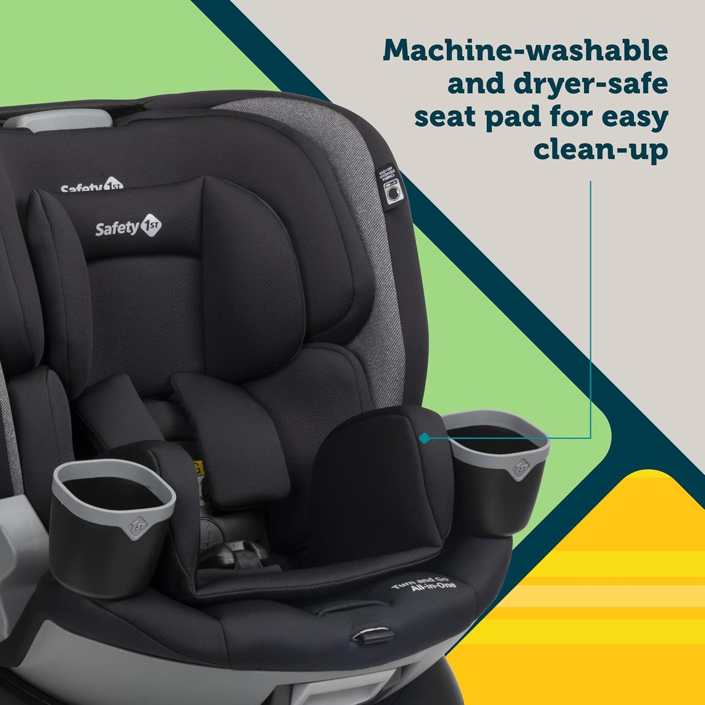 Safety 1st Turn and Go 360 ST Rotating All-in-One Convertible Car Seat, SafetySwivel Technology, SecureTech Installation, 3-in-1 Rear-Facing, Forward-Facing, Booster, 5-100 lbs, Siberian Caviar