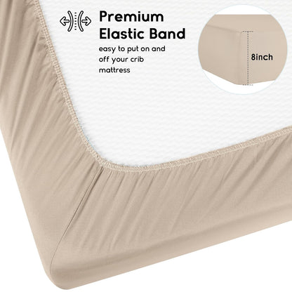 Yoofoss Pack and Play Sheets Fitted, Mini Crib Sheets 2-Pack for Pack N Play Mattress, Stretchy Playard Sheet, Soft and Breathable Green+Giraff