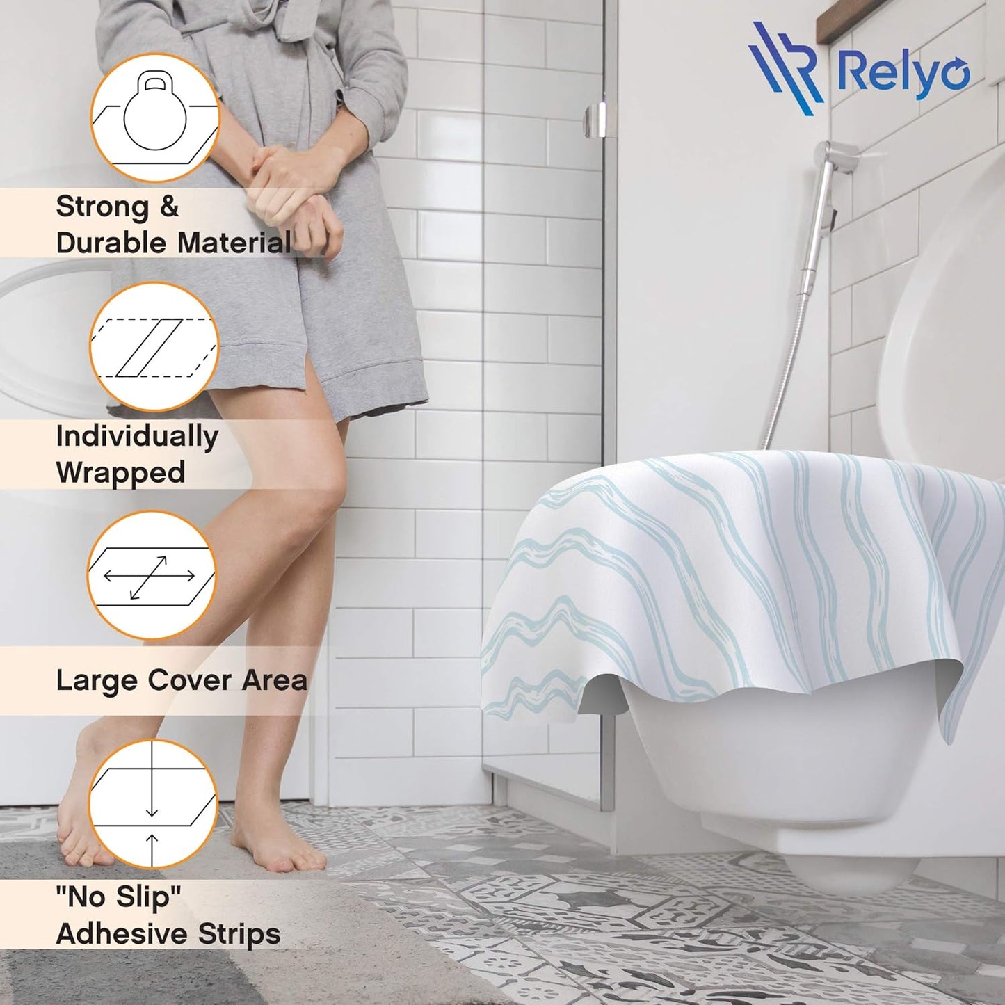 Relyo Disposable Toilet Seat Cover for Travel – 20 Pack with Covers Wrapped in Sets of 2, Non-Flushable Liners, Fits Most Seats – Kids, Toddlers, Adults (Dinosaurs, 20)