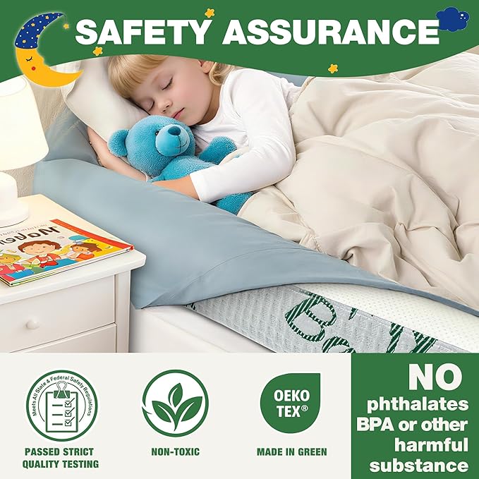 Baby Bed Bumpers for Toddlers with Adjustable Band, Foam Bed Guard Rail for Kids Bed Twin Full Queen King Size Bed, 1 Pack