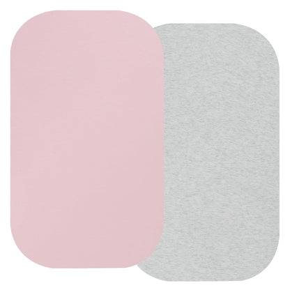 Onacosht 100% Organic Cotton Bassinet Sheets Compatiable with ANGELBLISS Baby Bassinet Bedside Sleeper, 2 Pack Jersey Knit Fitted Sheet for Baby Boy and Girl, Navy and Fog Grey