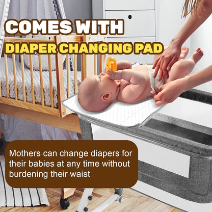 AOBOTE Baby Bassinet,Foldable Newborn Crib with Mosquito Net and Wanxiang Silent Wheel, Adjustable Height,Bassinet Bedside Sleeper (AB010011-1)