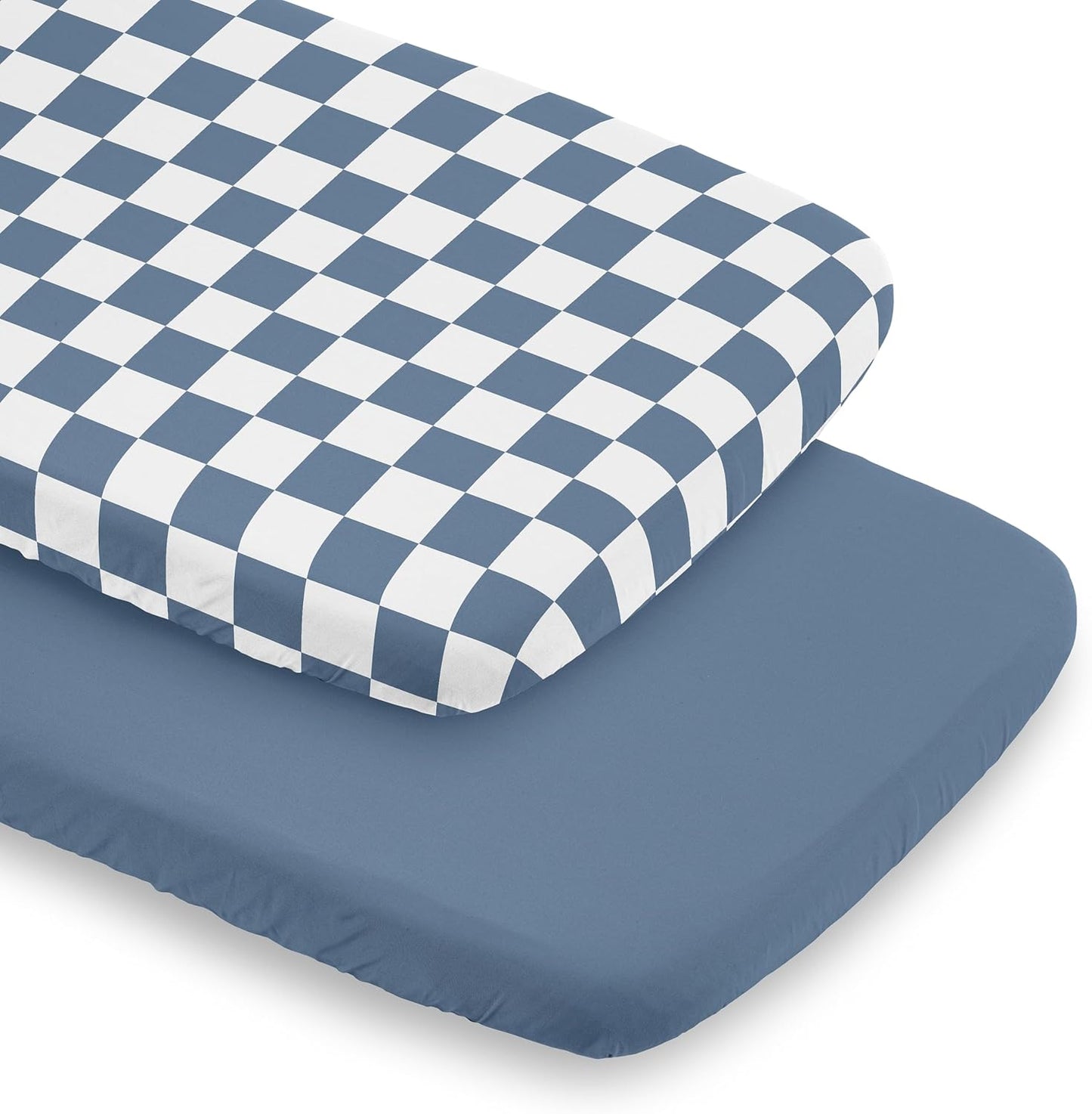 Sweet Jojo Designs 2-Piece Baby Bassinet Sheets Set (Black/White Gingham Checkered Plaid) for Boy/Girl, Infant Newborn Nursery, Oval, Rectangle & Hourglass Mattress (Solid Onyx & Classic Checkerboard)