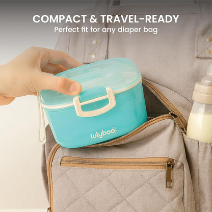 Lulyboo Baby Formula Milk Powder Container - Travel-Friendly, Airtight Storage with Scoop & Spork, Compact BPA-Free, Easy-to-Clean Portable Baby Feeding Accessories (Clay)