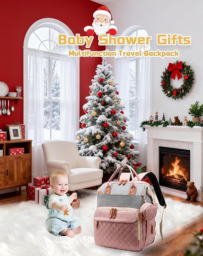 Diaper Bag Backpack with Changing Station, Waterproof Large Capacity, Baby Bag for Mom & Dad, 18 Pockets+USB Port, Foldable Changing Pad, Travel Backpack for Newborn Essentials, Baby Gift