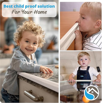 Premium 12ft Edge Protector for Baby, Odorless & Waterproof Foam Cushion with 3M Adhesive Tape, Non-Toxic to Baby Proof Corners and Edges, Wall Corner Protector & Desk Edge Cushion White