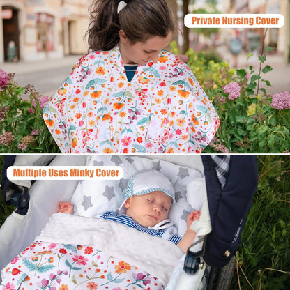 Metplus 2 in 1 Baby Car Seat Cover, Car Seat Canopy for Babies, Mom Multiuse Nursing Cover, Minky Baby Carrier Covers, Newborn Boy Girl, Peekaboo Opening