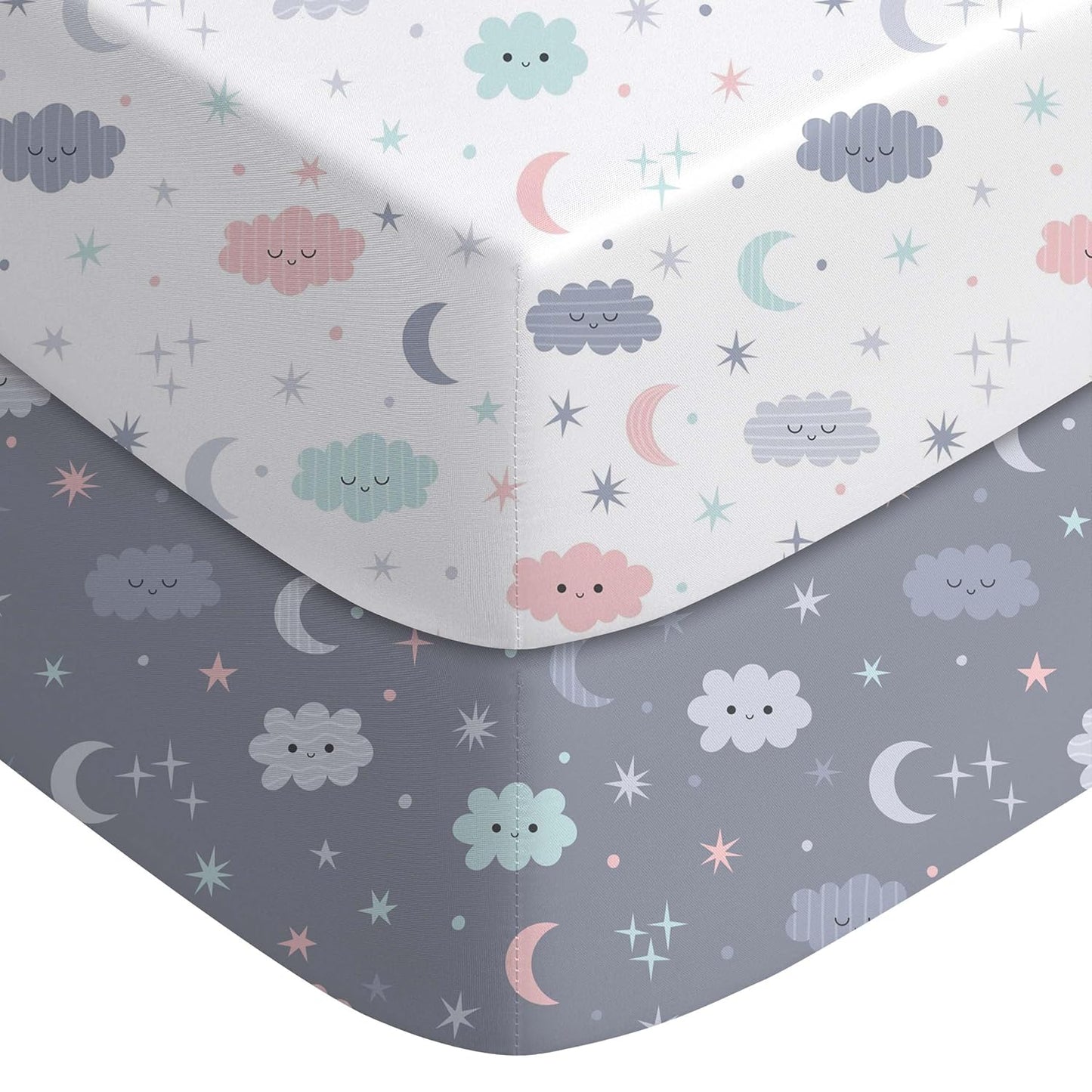 Yoofoss Pack and Play Sheets Fitted, Mini Crib Sheets 2-Pack for Pack N Play Mattress, Stretchy Playard Sheet, Soft and Breathable Green+Giraff
