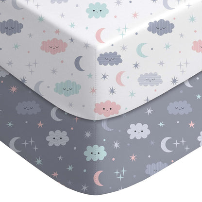 Yoofoss Pack and Play Sheets Fitted, Mini Crib Sheets 2-Pack for Pack N Play Mattress, Stretchy Playard Sheet, Soft and Breathable Green+Giraff